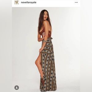 Novella Royale Patti Wrap Maxi Skirt in Aqua Hudson Stripe